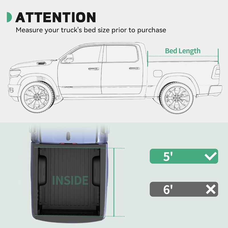 OEDRO Soft Tri-fold Tonneau Cover Fit for Nissan Frontier 2005-2025 (NOT for México), Fleetside 5 Ft Bed pickup  cover