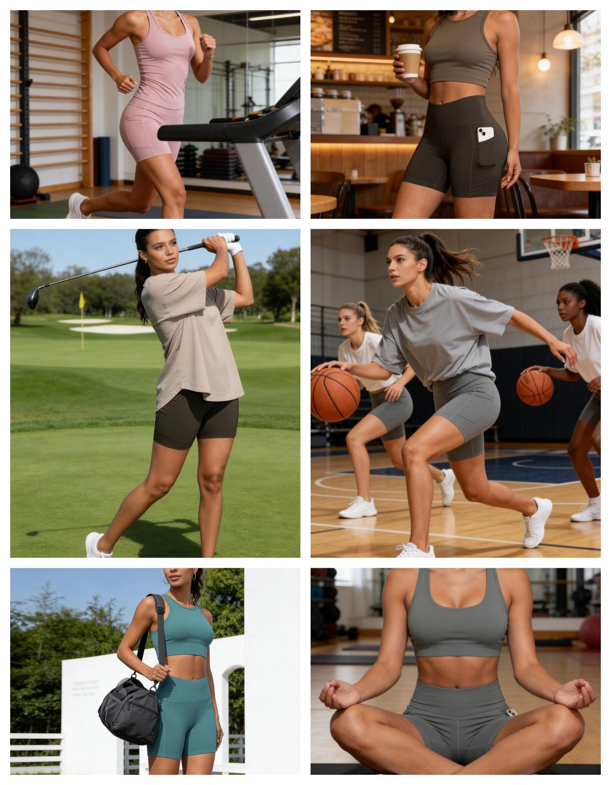 Women’s bike shorts with pockets, high-waisted tummy control and stretchy fabric, 4-pack for fitness, yoga, and sports