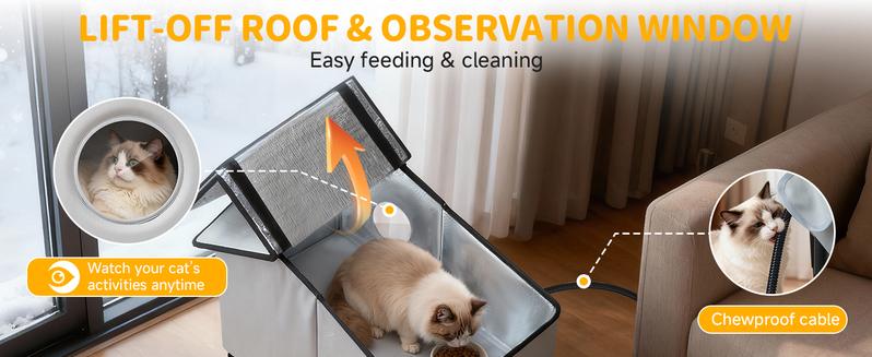 Heated Outdoor Cat House 100% Weatherproof Cat Shelter for Winter, Durable and Warm Cat Houses for Outdoor Cats, Ideal for Feral, Stray, and Barn Cats