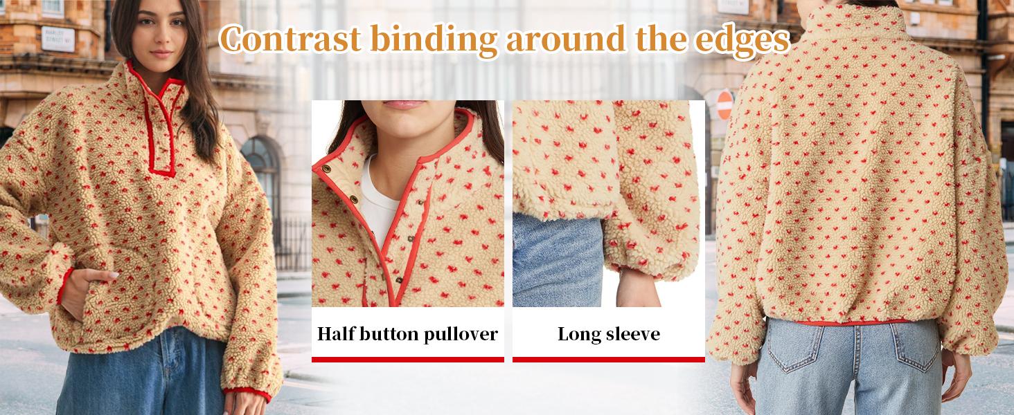 Hixiaohe Fleece Sweatshirt for Women Winter Long Sleeve High Neck Fuzzy Sherpa Pullover Jacket Warm Outerwear with Pockets Hixiaohe Fleece Sweatshirt for Women Winter Long Sleeve High Neck Fuzzy Sherpa Pullover Jacket Warm Outerwear with Pockets