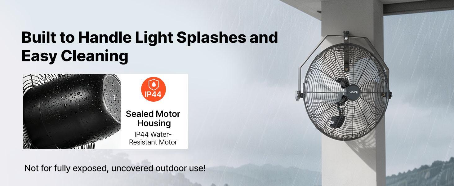 【BackToSchool】VEVOR 18-in Cooling Wall-Mounted Fan, IP44-Rated Protection, 3-Speed Settings, Long Airflow Distance, Adjustable Oscillation Angle, Filterless Powered Fan for Industrial Use | Father's Day Gift, Cooling Wall-Mounted Fans, Dual-Speed Wall-Mou
