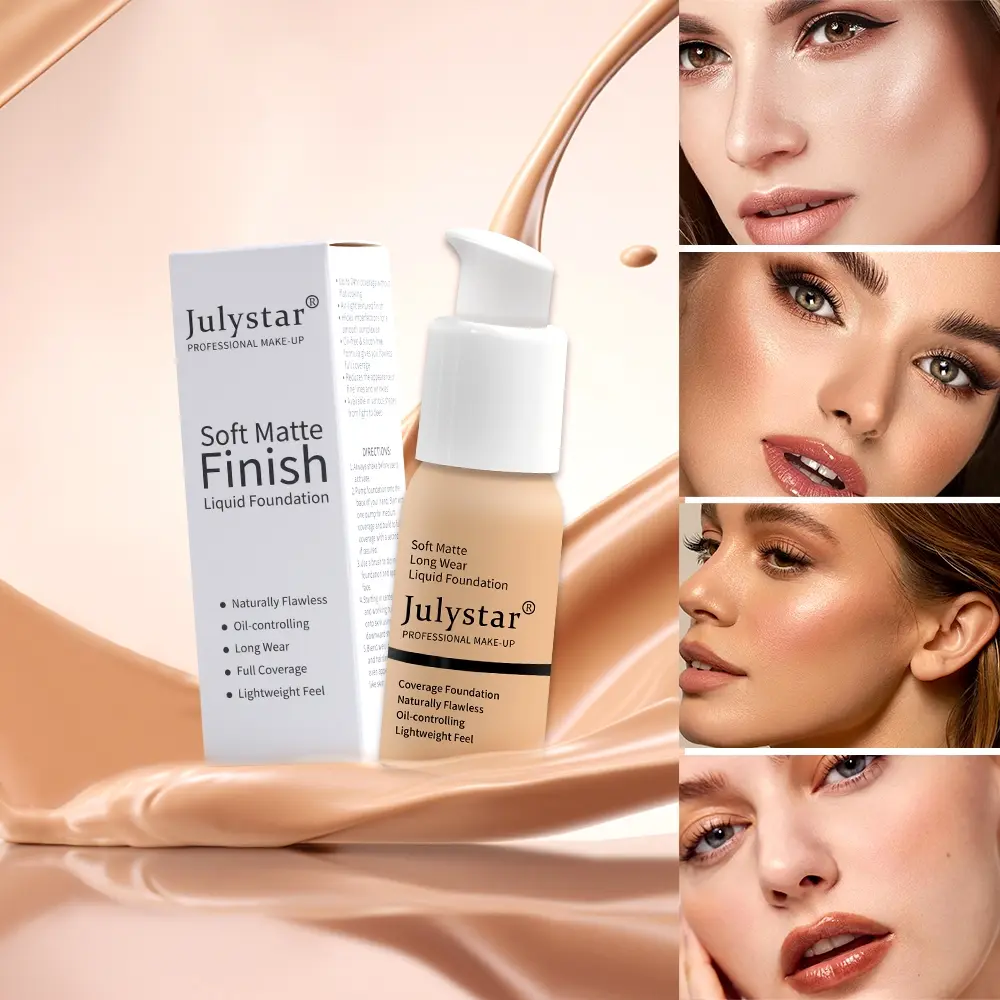 10-color soft liquid foundation matte silky full coverage, Lightweight Buildable Coverage, multi-purpose buildable foundation light touch oil control long lasting natural moisturizing creamy texture, waterproof coverage foundation