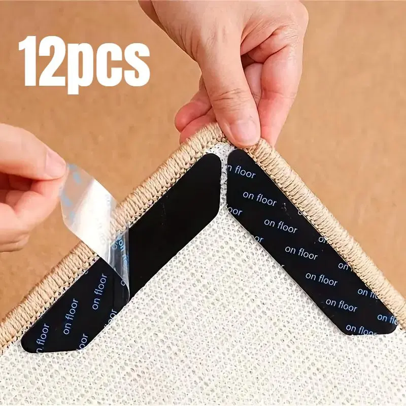 12 Pcs/24pcs Anti-Slip Rug Gripper Pads, Durable Washable Reusable Rubber Mats, for Hardwood Floors, Living Room, Bedroom, Matting