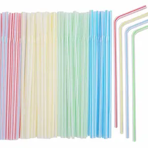 200 Pcs Plastic Straws Disposable - Straws Drinking Plastic - 8.8inch Long Bendy Straws -Flexible Bendable Drinking straw