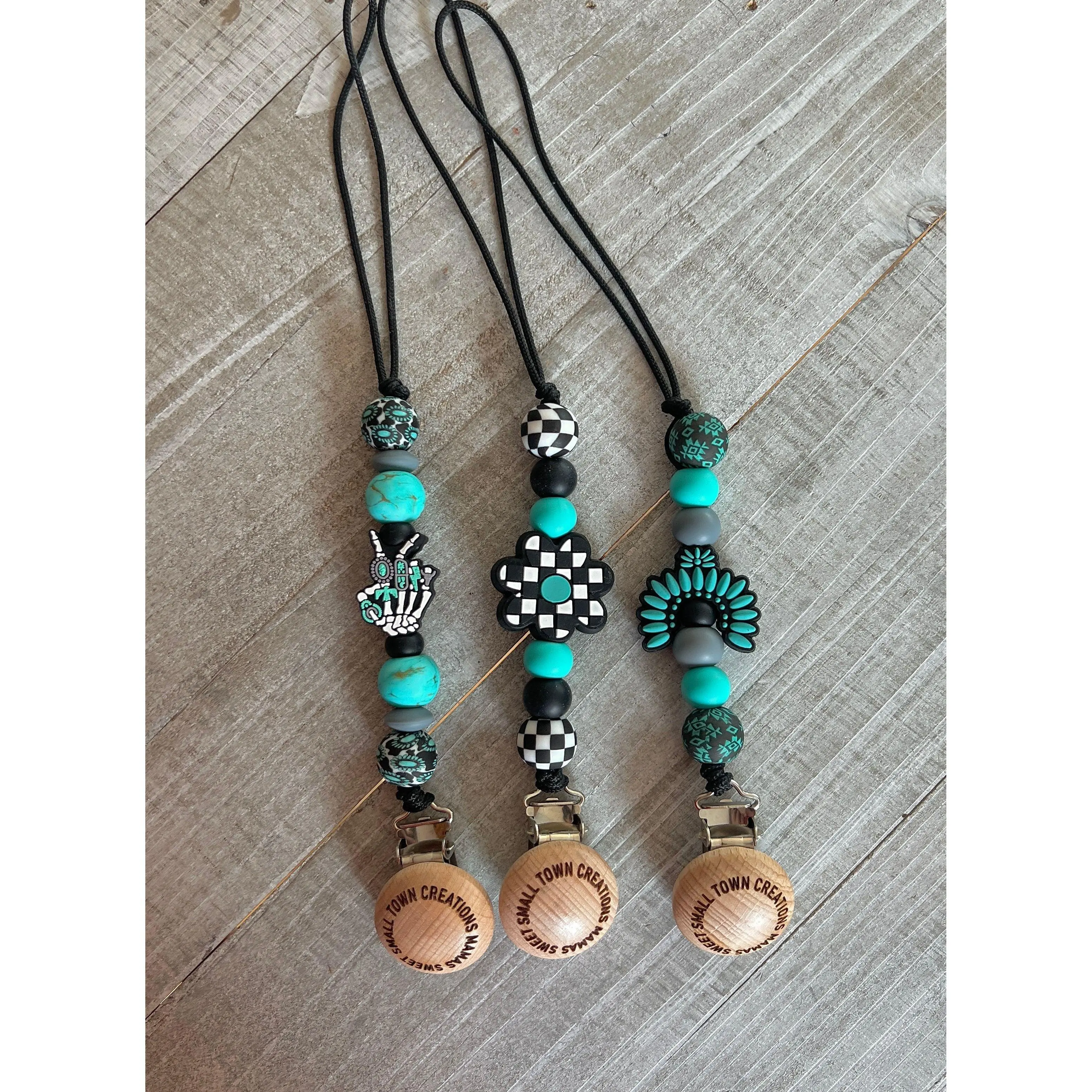 Turquoise Western Pacifier Clip