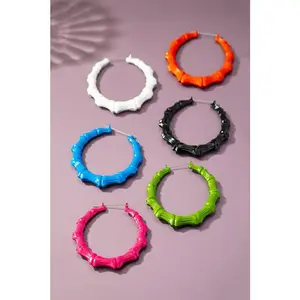 Oversize color coated bamboo hoop earrings