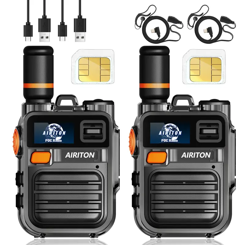 AIRITON Global Walkie Talkies AI-K28 Two Way Radio 4G POC Unlimited Range Radio with 1 Year SIM Card, 5000 Miles for Home, Business, 2 Pack
