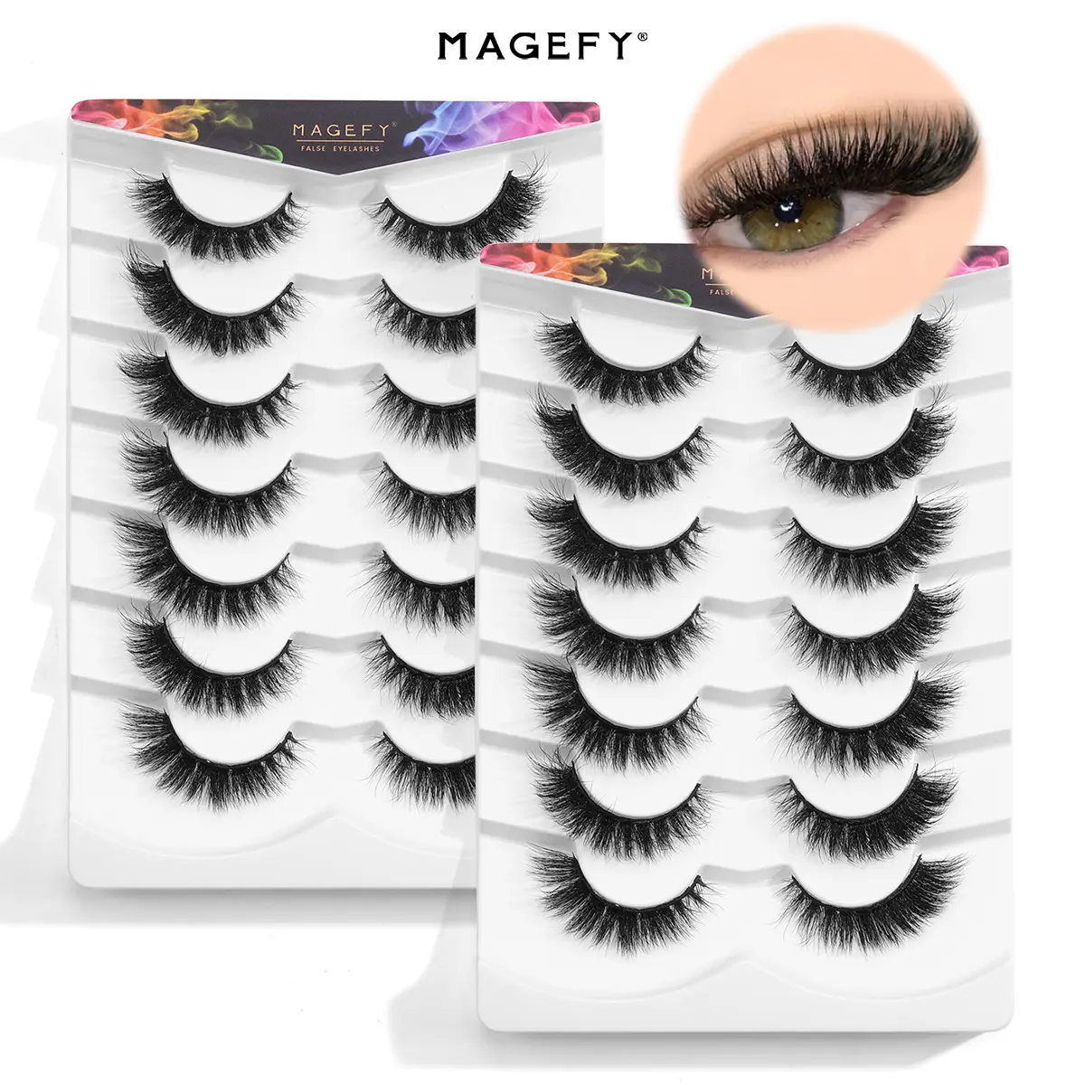 MAGEFY 14 Pairs False Eyelashes, Black Band Mixed Styles Fluffy Wispy Cat Eye & Natural Curl Strip Lashes Set, Soft Lightweight Lashes for Everyday Makeup & Travel#DealsForYouDays#SummerWins