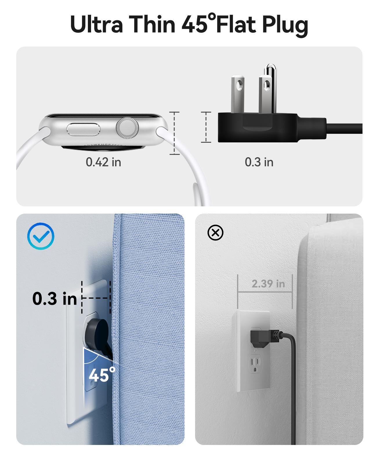 Surge Protector Power Strip, Outlet Extender with 8 Outlets 4 USB Ports (2 USB C), Overload Protection, Long Extension Cord with Multiple Outlets for Indoor, Home, Office-SP1