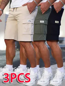 3-Pack Men’s Cargo Shorts Bundle – Heavy-Duty Ripstop Fabric, Utility Pockets, Adjustable Waist | Ready for Workouts, Hiking & Construction — Summer Value Set