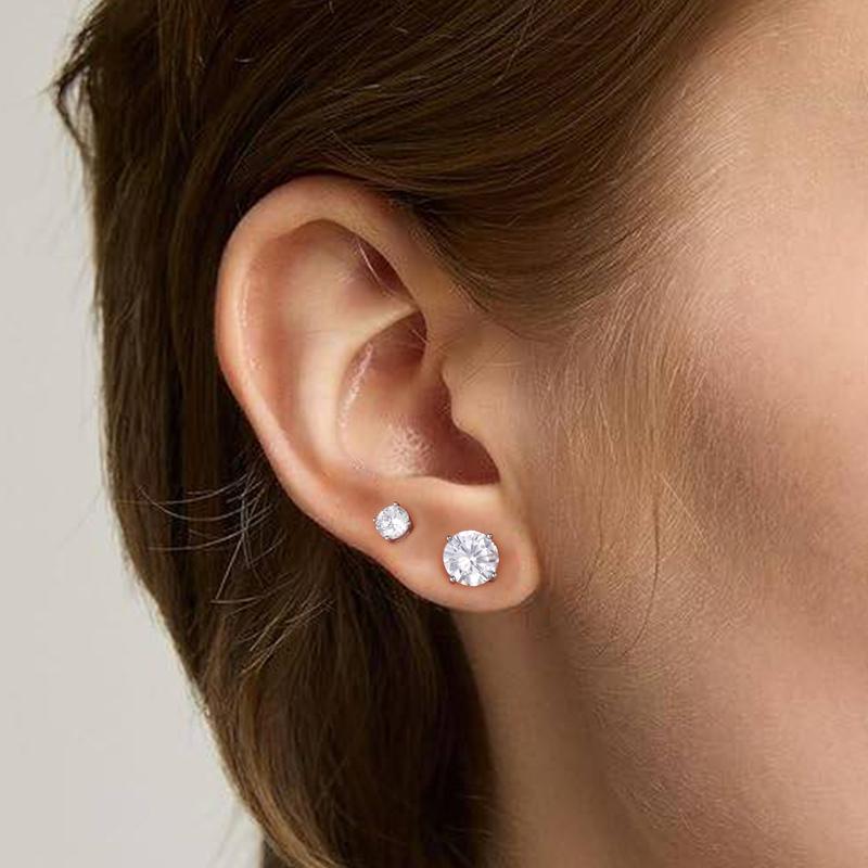 Turandoss Solid 925 Sterling Silver Cubic Zirconia Stud Earrings Unisex with Butterfly Backs, Christmas Gifts