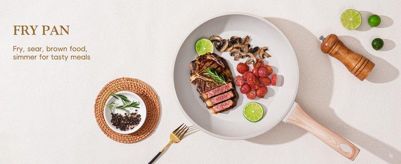 SODAY 12PCS Pots and Pans Set Non Stick Kitchen Cookware Sets Granite Cooking Set with Frying Pans, Saucepans, Steamer Nonstick Pots with Glass Lid Kitchenware Induction Aluminium, Cookware Sets, Kitchenware, stock up on specials, gifts