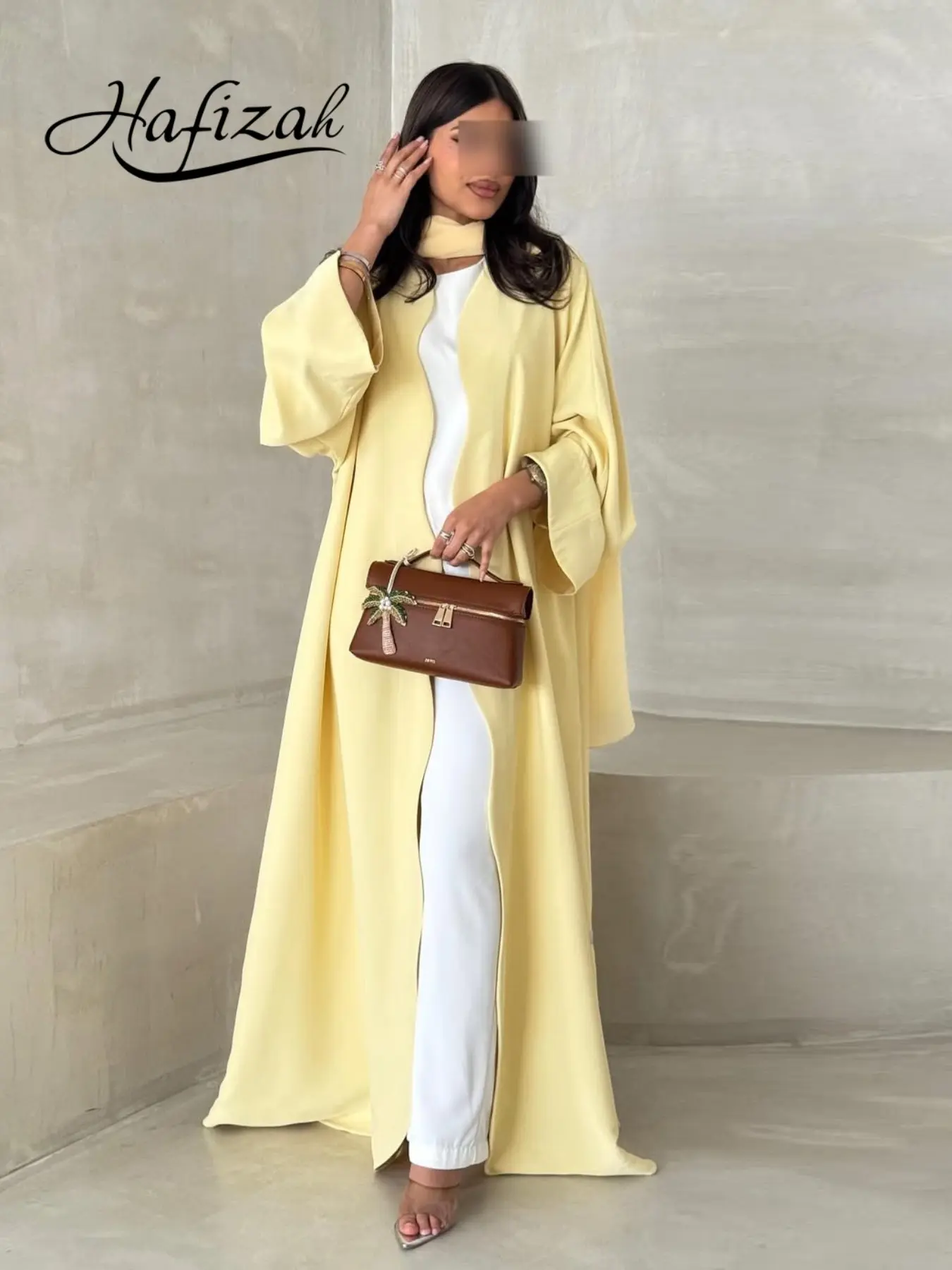 Hafizah 2026 Summer Modest Women's New Casual Fashion Open Front Cardigan Long Dress Plain Outerwear, Loose-Fitting All Seasons Clothing