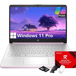 HP 14" Flagship Everyday Laptop Computer, 4GB RAM, 128GB UFS, Intel Quad-Core, Windows 11 Pro, AI-Powered, 1-Y Office 365, For Student & Business