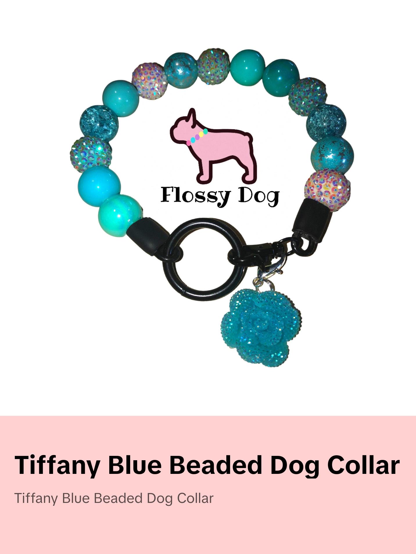 Tiffany Blue Beaded Dog Collar | Durable Dog Necklace | Custom Puppy Rhinestone Pearls | Turquoise Bead Collar for Pets | Dog Jewelry Tiffany Blue Beaded Dog Collar | Durable Dog Necklace | Custom Puppy Rhinestone Pearls | Turquoise Bead Collar for Pets | Dog Jewelry
