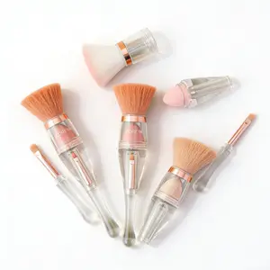 Portable 4-in-1 Detachable Makeup Brush, Multi-function Interchangeable Kit for Complete Face Makeup, Daily Beauty Must-Have all-day free sample products shipping Professional Pink Set