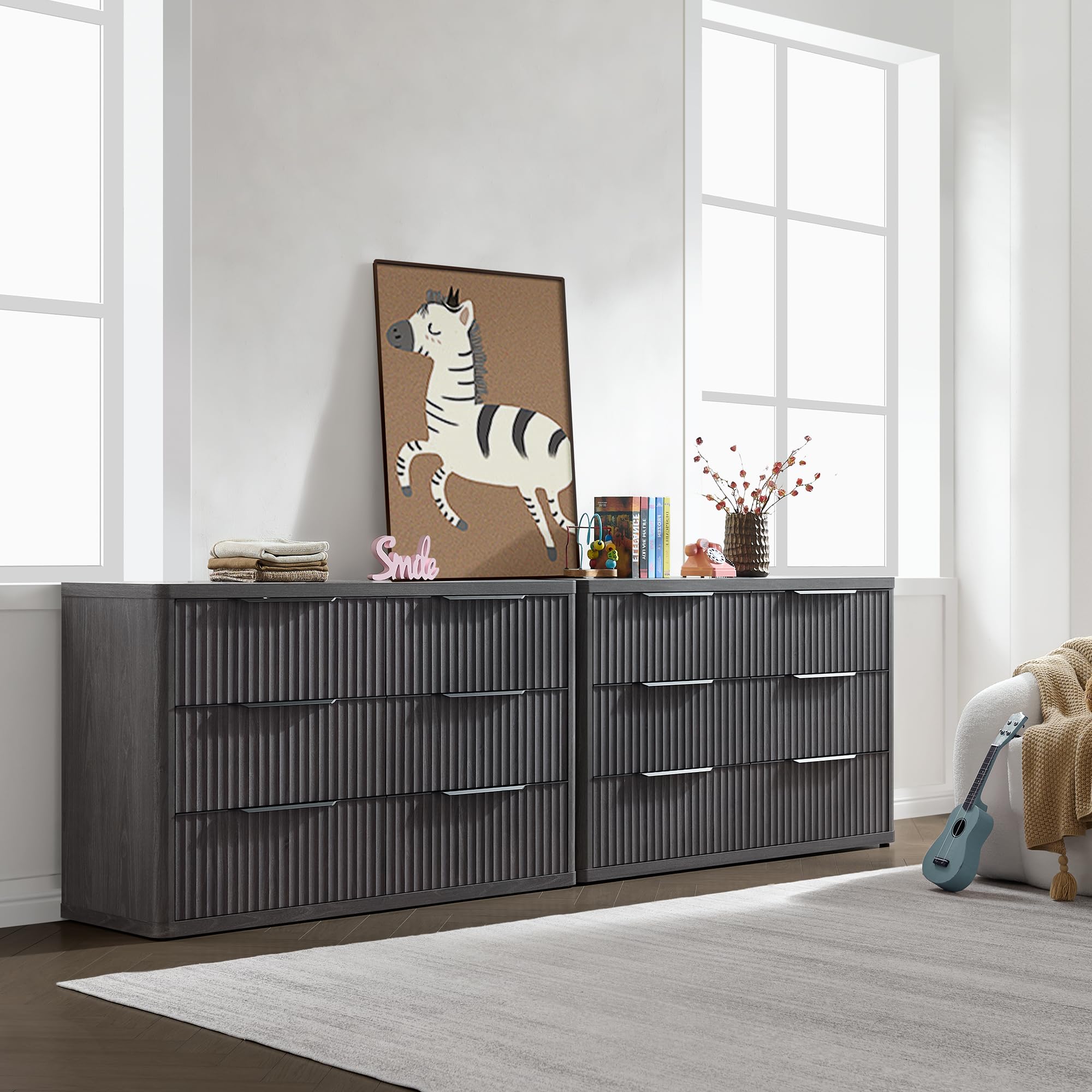 SICOTAS Dresser for Bedroom 6 Drawer Dressers & Chests of Drawers for Closet Long Large Modern TV Stand Set for Clothes Storage Fluted Wide Clothes Closet for Hallway Entryway SICOTAS Dresser for Bedroom 6 Drawer Dressers & Chests of Drawers for Closet Long Large Modern TV Stand Set for Clothes Storage Fluted Wide Clothes Closet for Hallway Entryway