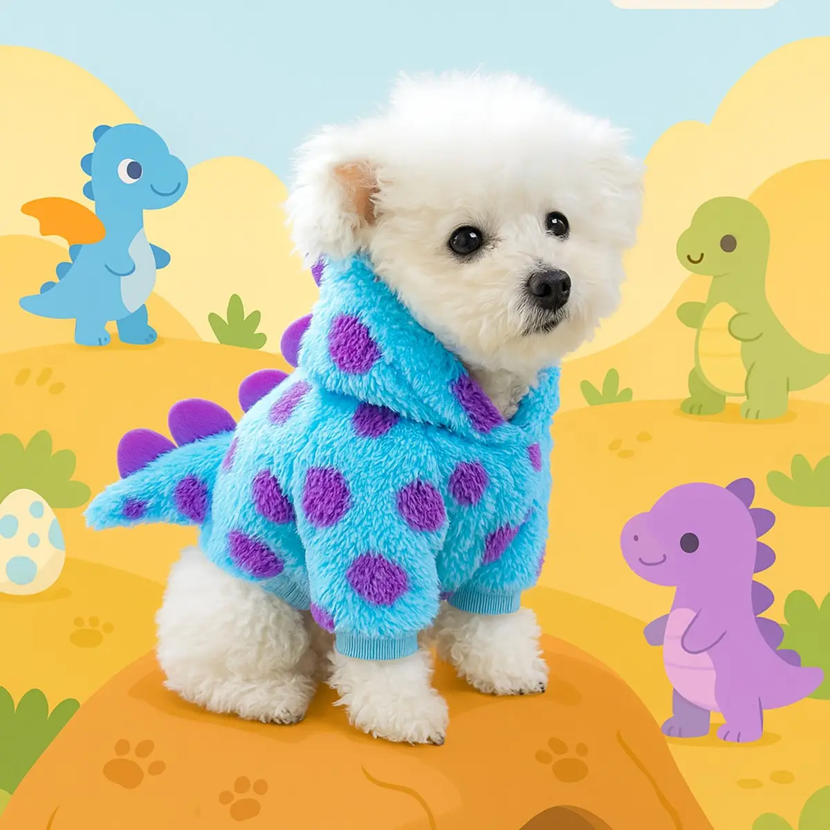 Short Floral Dinosaur Pet Dog Cat Two-Leg Clothes Costume, Teddy Bichon Pomeranian Yorkie Small Dogs Wearable, Stylish & Comfortable, Puppy Costume