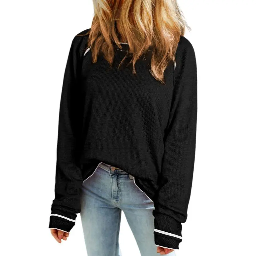 Asvivid Women's Textured Round Neck Stylish Long Sleeve Top Fashionable Design Casual Blouses Shirts Breathable Womenswear