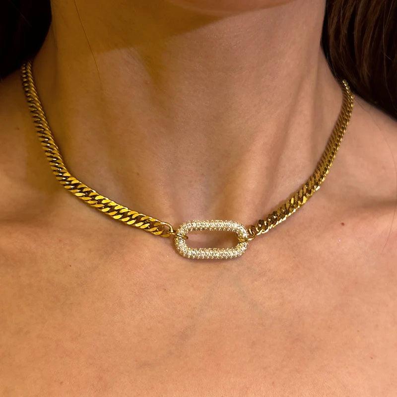TEWIKY Tewiky Choker - Stylish Gold Chain Choker with Adjustable Fit Lightweight Design for Everyday Wear Comfortable Fit Effortless Style Accessory