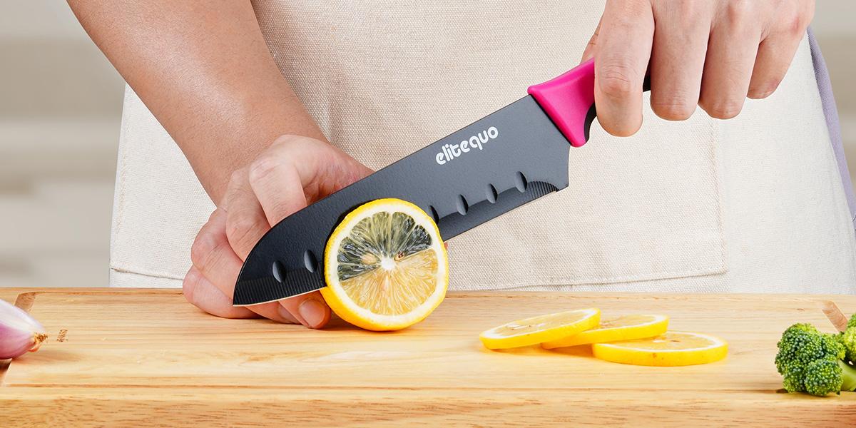 15Pcs Kitchen Knives Set with Block and Self-Sharpening, Ceramic Coating, German Stainless Steel, Knives Sharp Blade, Dishwasher Safe, Knife Block Set with Ergonomic Handle, Cool Black