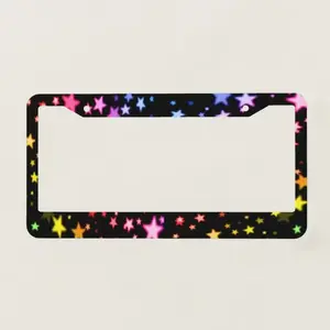 Aluminum License Plate Holder - Vibrant Neon Star Design License Plate Cover Made of Rust-Resistant Metal, Ideal for Car Decoration Additions for Both Men And Women, Perfect for Enhancing Your Vehicle'S Appearance