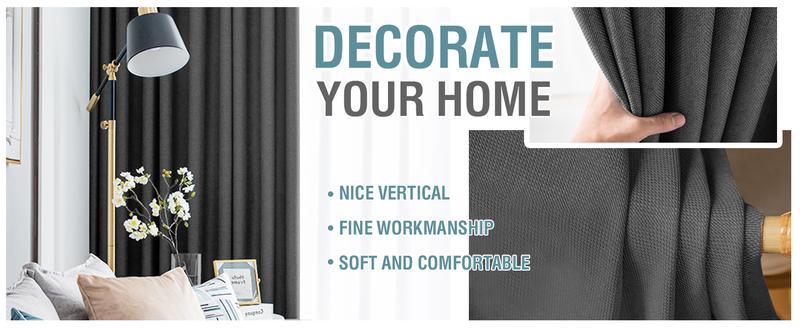 H.VERSAILTEX Linen Blackout Curtain 1 Panel for Bedroom/Living Room Thermal Insulated Grommet Linen Look Curtain Drapes Primitive Textured Burlap Effect Window Drapes