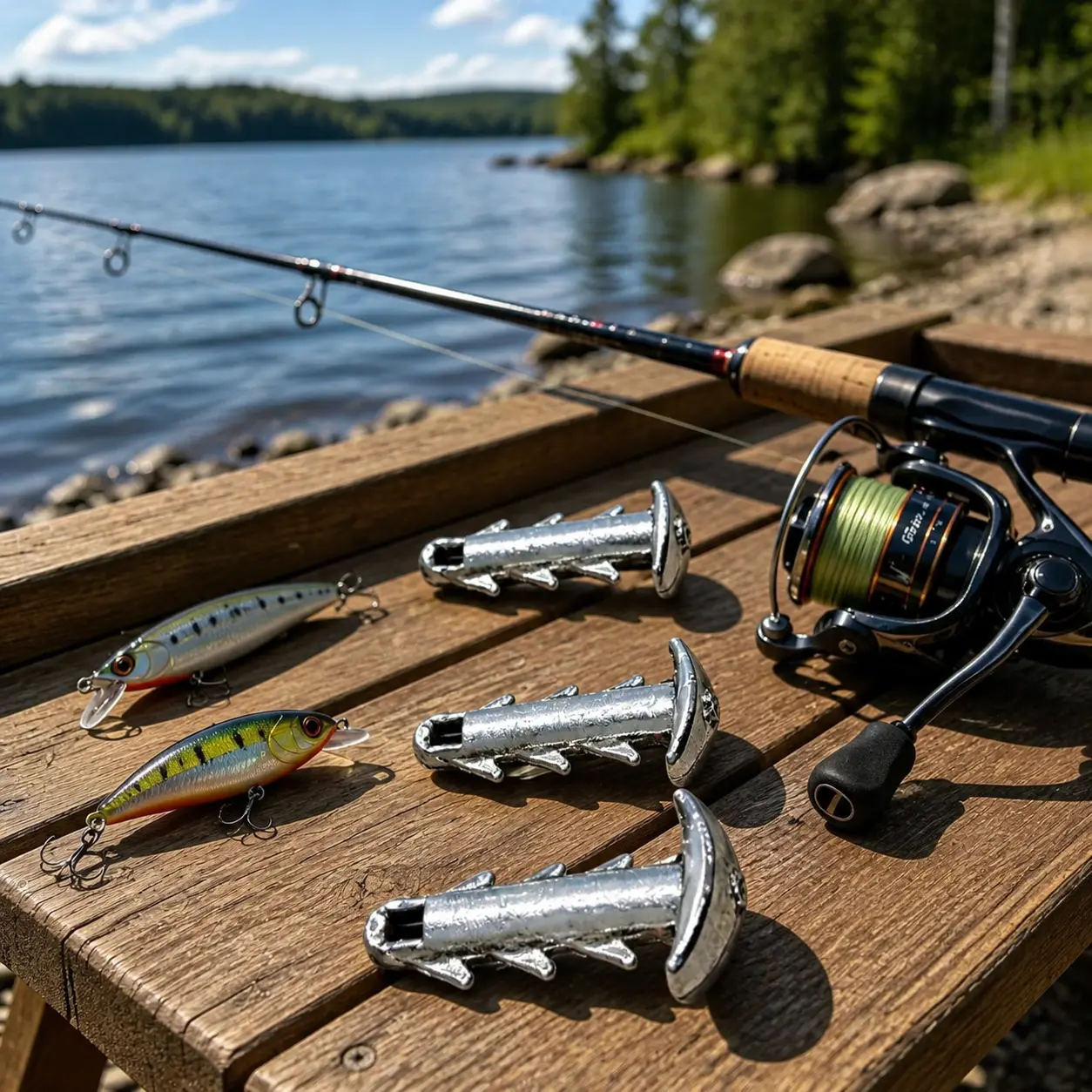 Freak-O Rig Bait Lock Weights - Anchor-Style Metal Alloy Sinkers with Anchor Grip for Urchin Soft Plastics, Anti-Slip 17mm Finesse Rig Fishing Accessories for Freshwater, Silver, 5-Pack, 3/32–3/16 oz, Stability