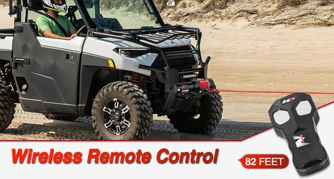 Nilight 3500 lbs ATV Winch 12V Electric Winches With Synthetic Winch Rope Wireless Remote Wired Switch Fairlead Mounting Plate Portable Waterproof Winch for Towing ATV UTV Trailer Truck Jeep Offroad