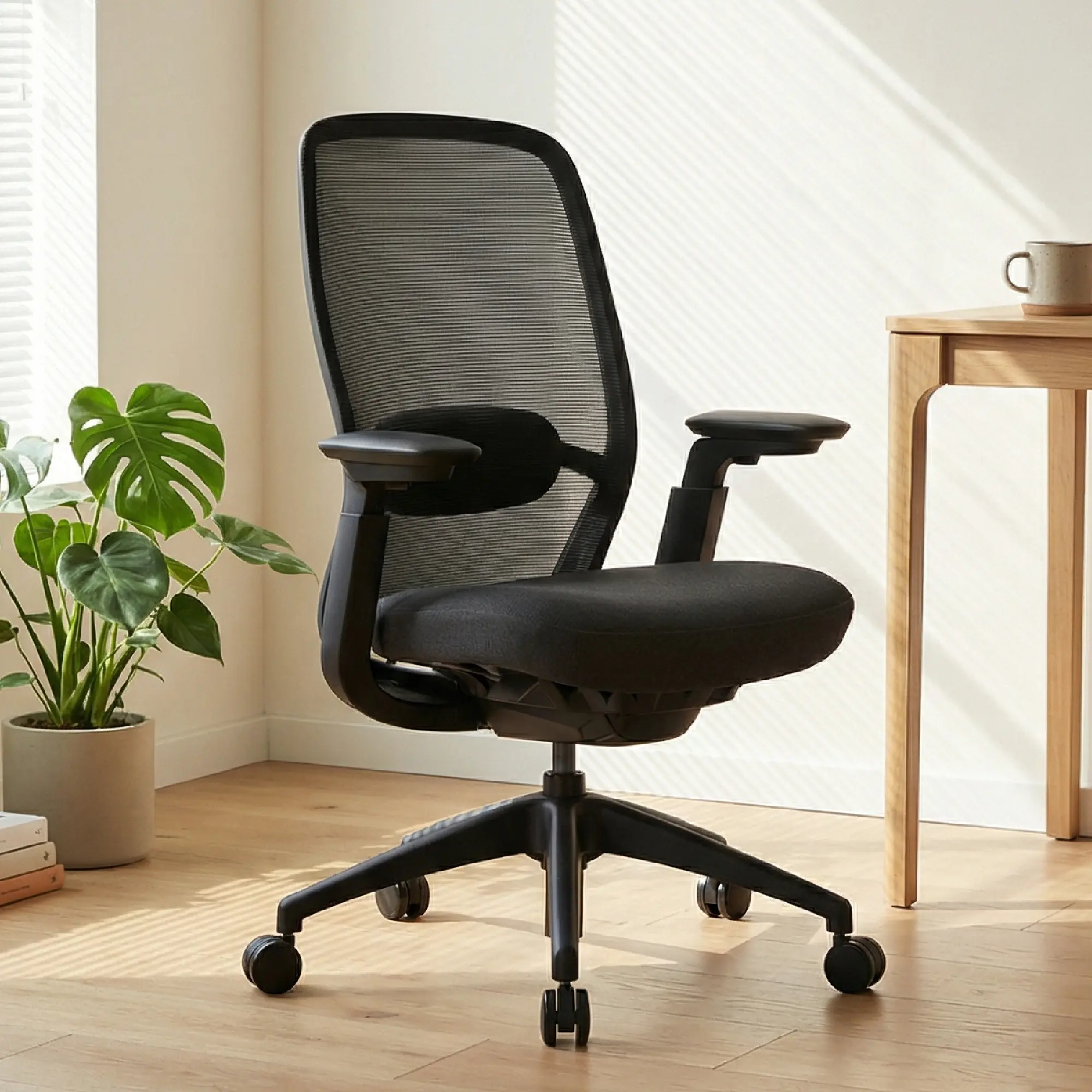 COLAMY AETHER Ergonomic Chair Middle Back Mesh Office Chair with 4D Adjustable Armrests & Adaptive Recline Lock for 8+ Hour Workdays