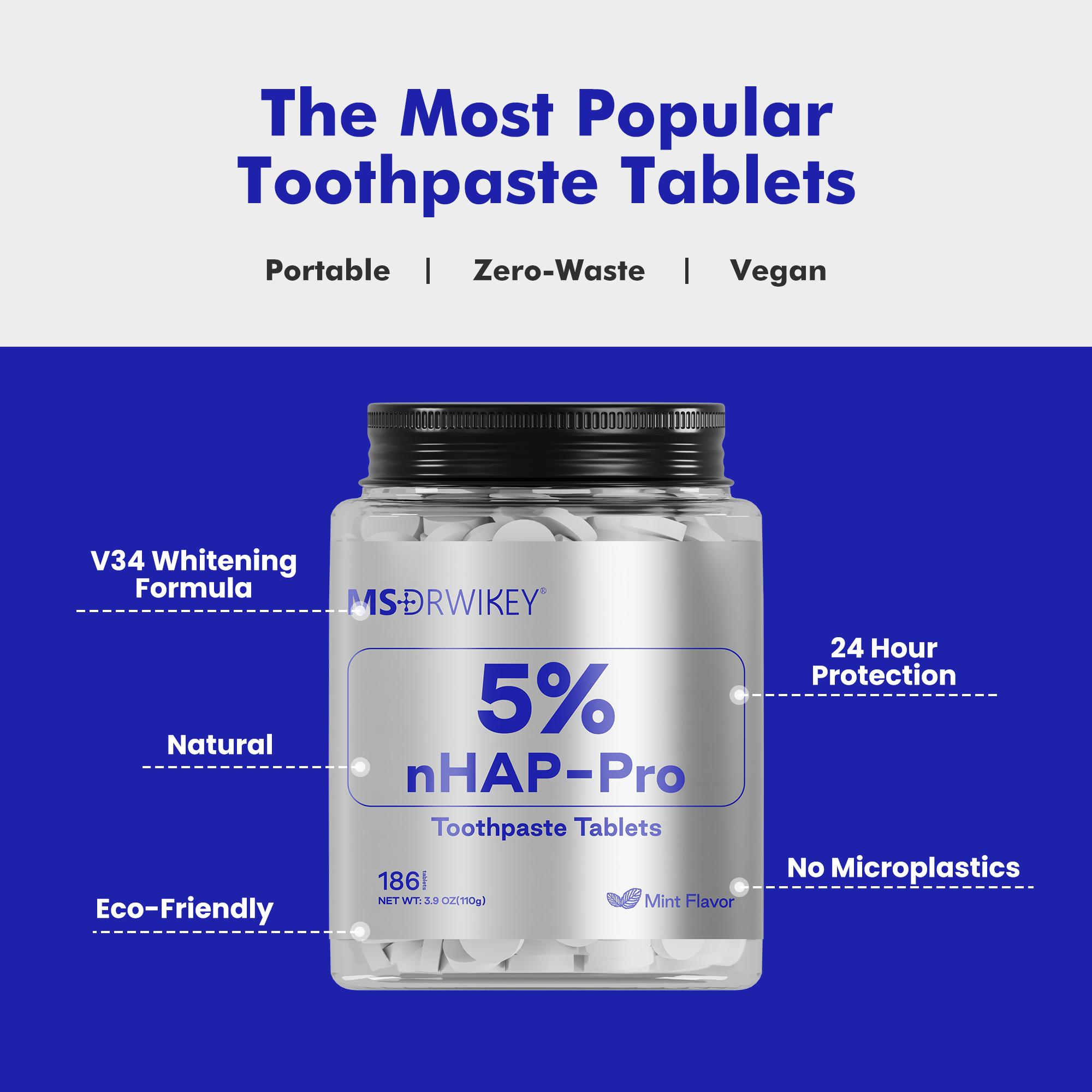 MSDRWIKEY Solid Toothpaste Tablets – Fluoride-Free, Eco-Friendly, Fresh Breath, Gentle Natural Oral Care