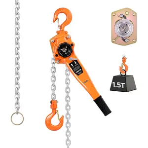【fathersdaygift】VEVOR Manual Lever Chain Hoist, 1-1/2T 3300LBS Capacity Heavy Duty Come Along, 10FT Lift G80 Alloy Steel Chain With Dual Pawl Mechanical Brake,360°Rotating Hooks, for Warehouse Construction Garage