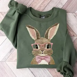 Cute Easter Bunny Sweatshirt T-Shirt, Easter Rabbit Sweater, Easter Bunny Graphic Crewneck, Easter Day Gift