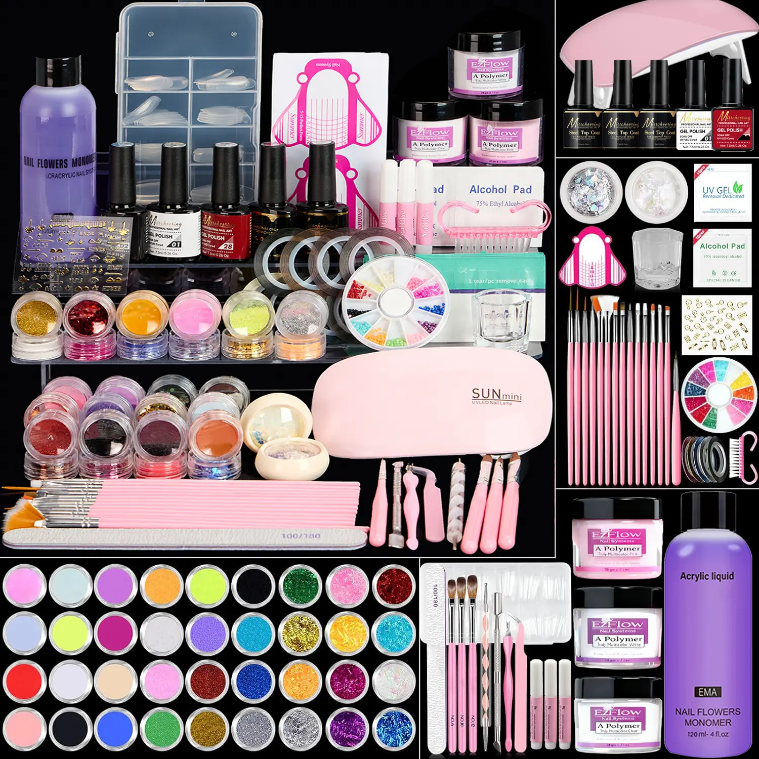 Acrylic Nail Kit for Beginners with Everything: Professional Nail Kit with Drill and Acrylic Powder Liquid Set Decoration Supplies Manicure DIY Salon Women Christmas Gift