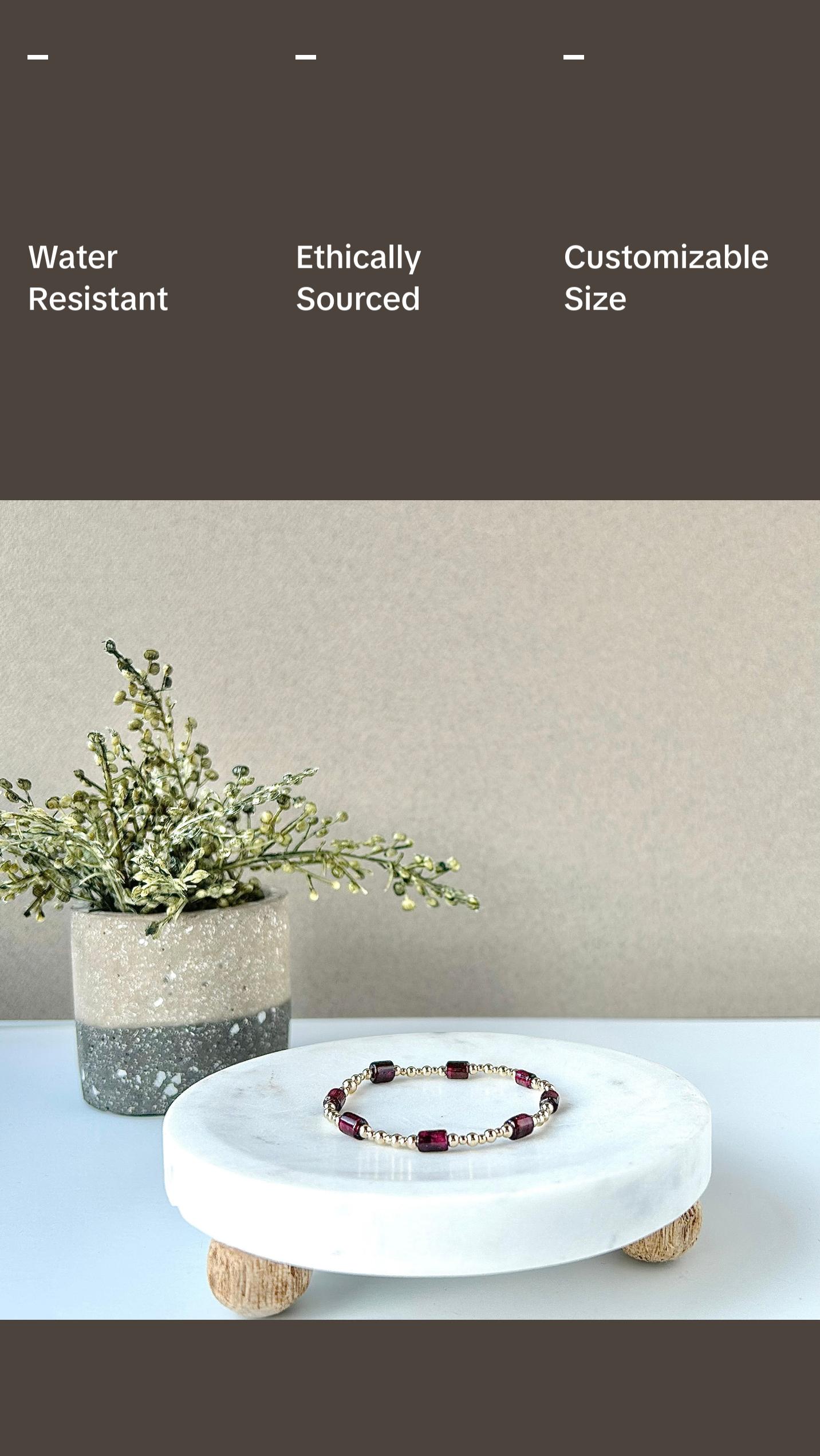 Emma Bracelet • Handmade with Ethically Sourced Garnet & Gold Filled Beads • Maroon Beads • Water & Tarnish Resistant • Elegant Jewelry