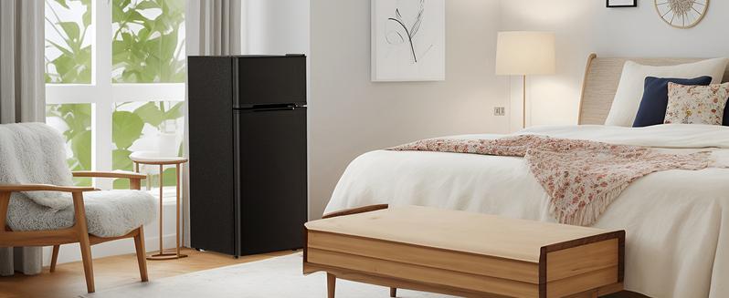 Antarctic Star Compact Refrigerator with Freezer,2 Door Mini Fridge,Adjustable Shelf,Small Fridge for Bedroom Office Dorm Kitchen,4.5 Cu.Ft.BLACK