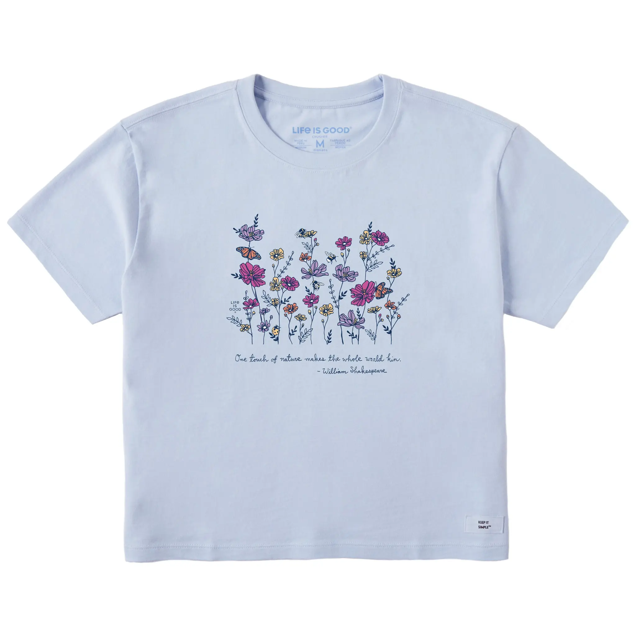 Women's Shakespeare Flowers Short Sleeve Crusher Boxy Tee