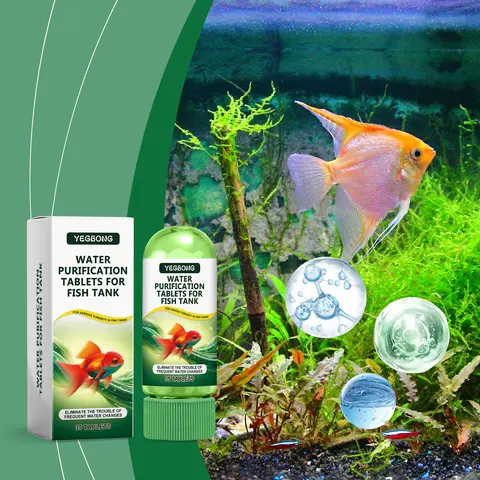 Fish Tank Water Purification Tablets - Aquarium Purifier with Powerful Algae Control, Efficient Flocculation, Eliminate Odors, Decompose Organic Pollutants & Sludge Stains, Enhance Water Clarity, Convenient to Use, Does Not Harm Fish and Shrimp