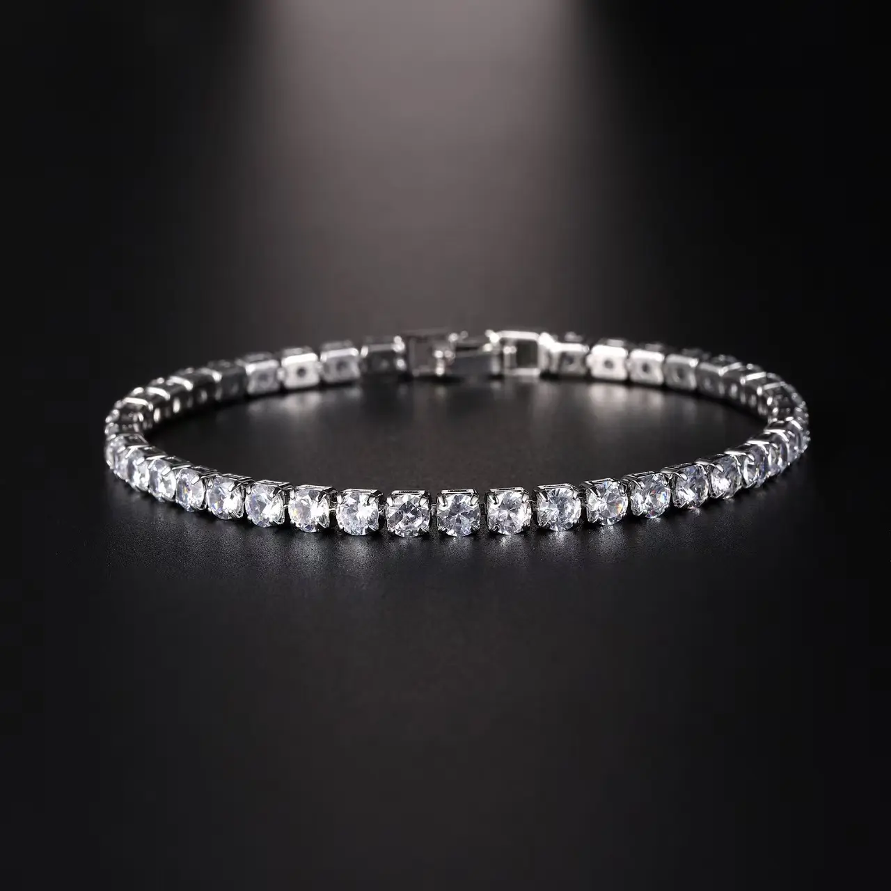 Sparkling Tennis Chain Bracelet, 14K Gold Plated Cubic Zirconia Wristband, Dainty Unisex Jewelry for Wedding, Party & Daily Wear