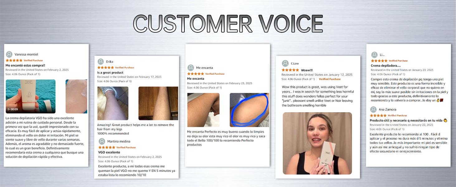 VGO Gender-Free Pain-Free Hair Removal Cream, Body, Back and Leg Hair Removal Gel, Suitable for All Skin Types for Quick Hair Removal  120ml /4.06 oz