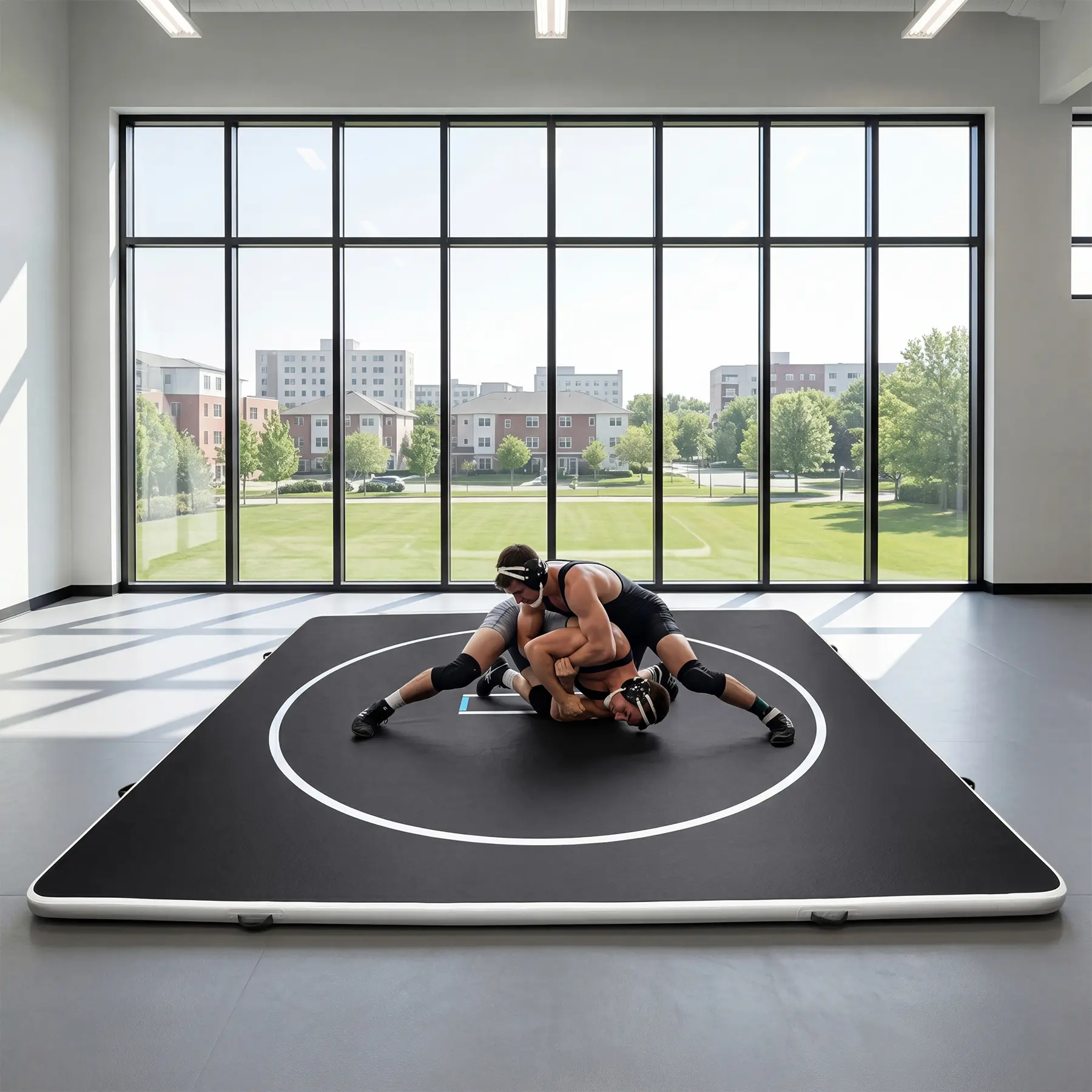Inflatable Wrestling Mat 10FT / 13FT x 4IN, PVC Portable Wrestling Mats for Home, 4" Thick Jiu Jitsu Mats with Circles for Wrestling, Martial Arts, Jitsu, BJJ, Boxing, MMA, Judo Indoor Outdoor Use