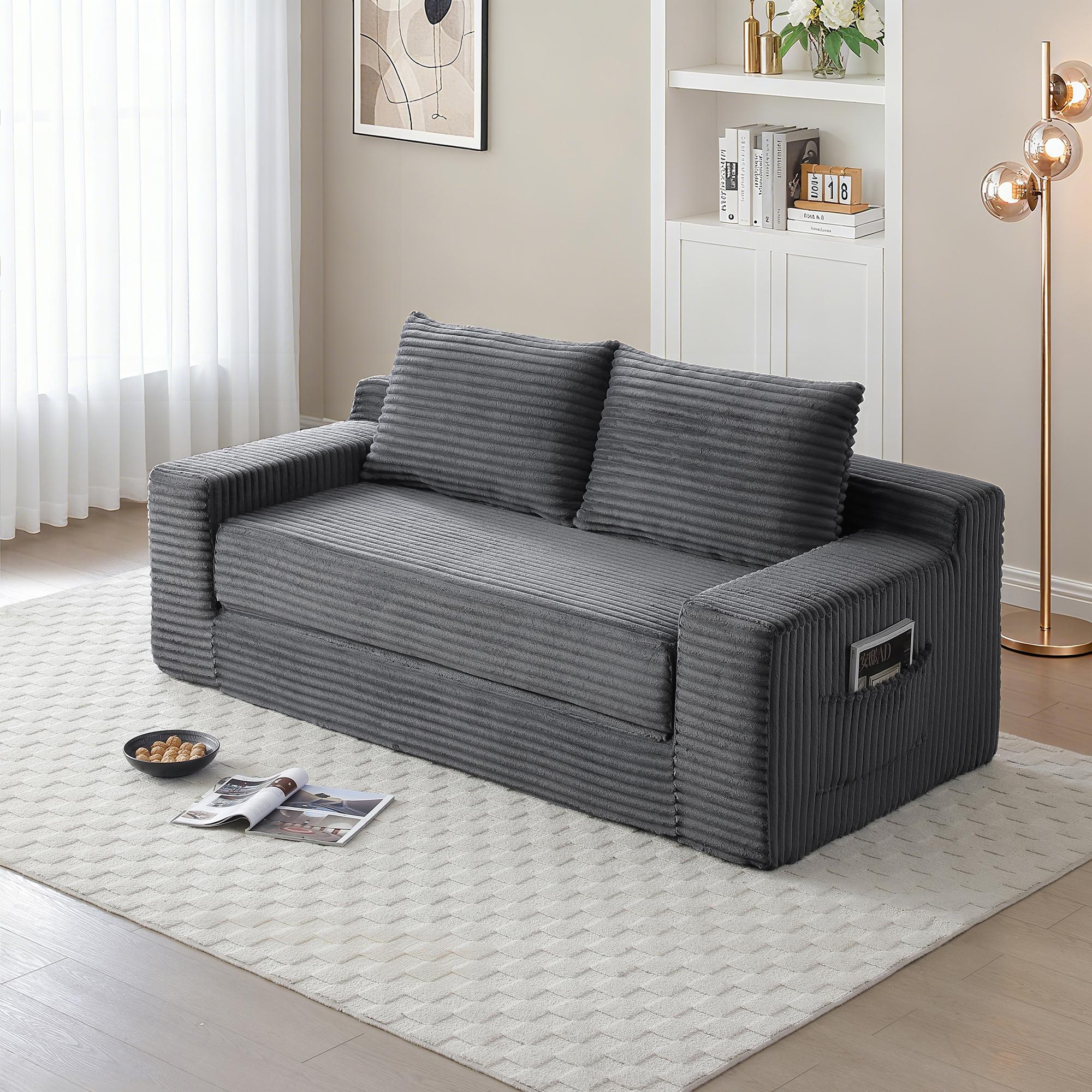 Niccae Memory Foam Cloud Loveseat Sofa 2 in 1 Convertible Folding Couch Bed No Assembly Compressed Corduroy Floor Lounge for Apartment Office Bedroom Living Room Niccae Memory Foam Cloud Loveseat Sofa 2 in 1 Convertible Folding Couch Bed No Assembly Compressed Corduroy Floor Lounge for Apartment Office Bedroom Living Room
