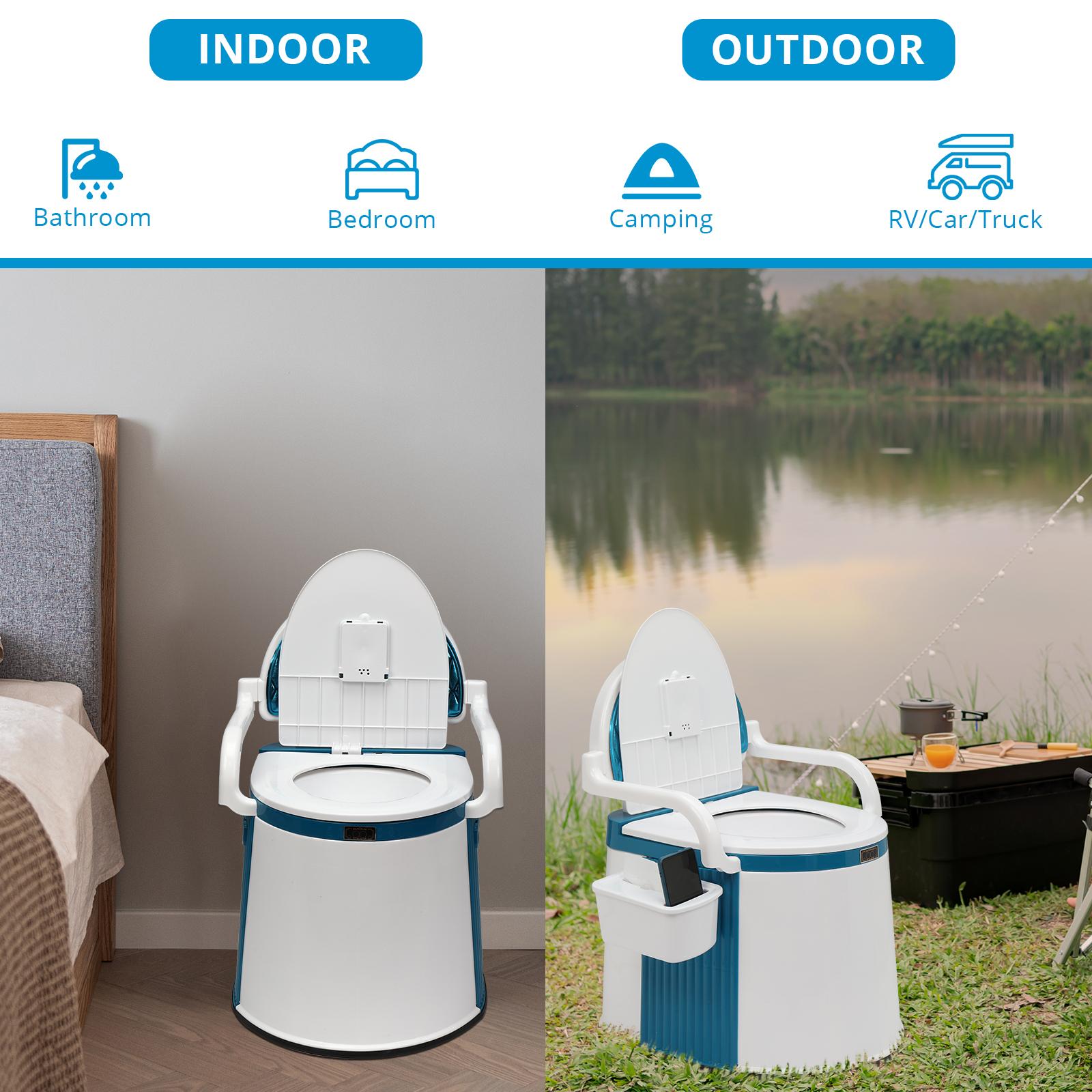 Outdoor toilet with toilet paper holder/anti-slip strip/leather cushion Suitable for outdoor RV bathrooms.