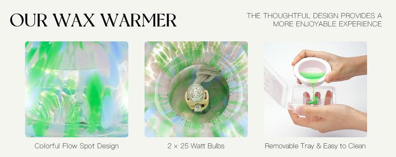 Mushroom Wax Melt Warmer Small Bedside Table, Translucent Glass White Burner Fragrance for Bedroom Dorm Office Kitchen, Murano Style Aesthetic, Galentine's Valentine's Gift