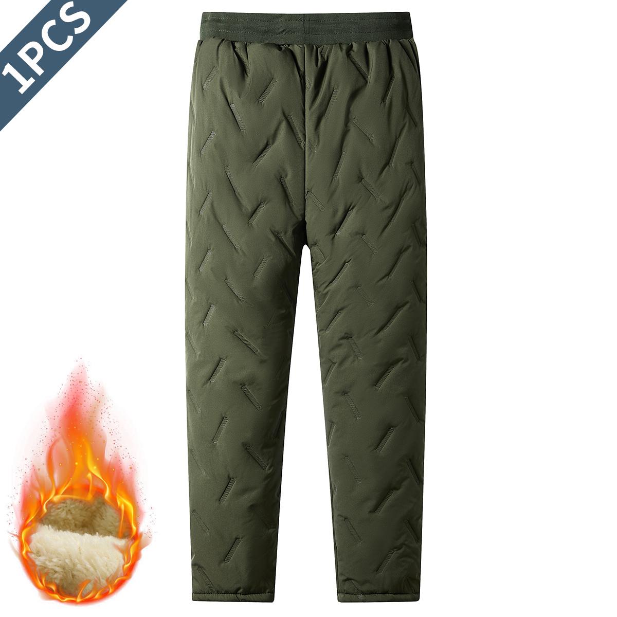 Men's Autumn And Winter Sports Pants Thick Warm Cotton Lined Casual Straight Windproof Warm Trousers,Men's Regular Fit PlainDrawstring Waist Thermal Lined JoggePants, Casual Warm Waterproof ZipperPocket Trousers for Daily Wear, Men'sBottoms for Winter