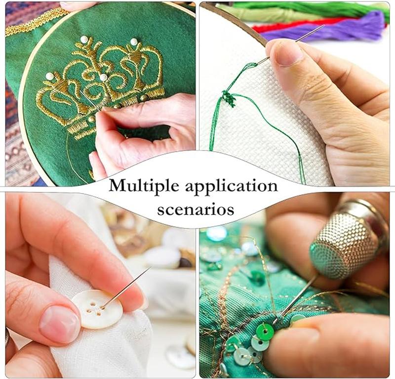 30Pcs Self Threading Sewing Needles Sets Large Gauge Needle Hand Sewing Needle Embroidery Needles with Wooden Case for Knitting Mending DIY Handsewing Art Crafts