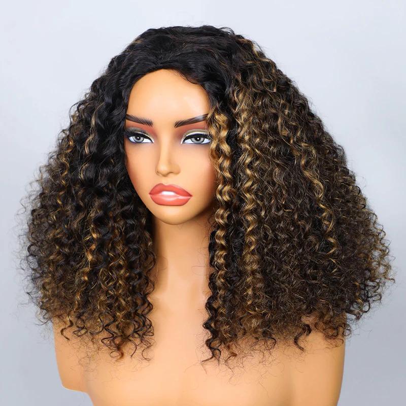 Highlight 1B/30 Ombre Brown Water Wave 3 In 1 Half Wig Drawstring Wear Go Wig Human Hair Glueless Human Hair Wig