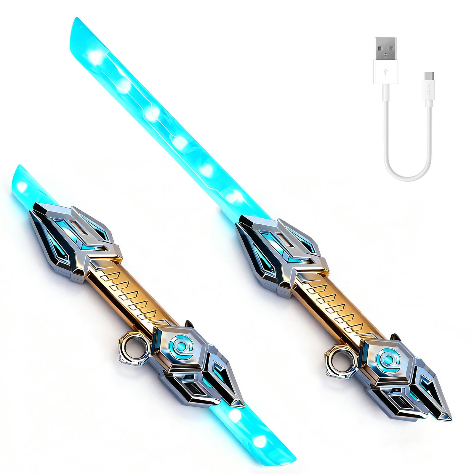 Multi-Color Lightsaber Toy with LED Lights & Retractable Dual Blades, Retractable Extendable Light Up Sword with Sound Effects, 360° Rotating Handle, Holiday and Birthday Gifts for Children