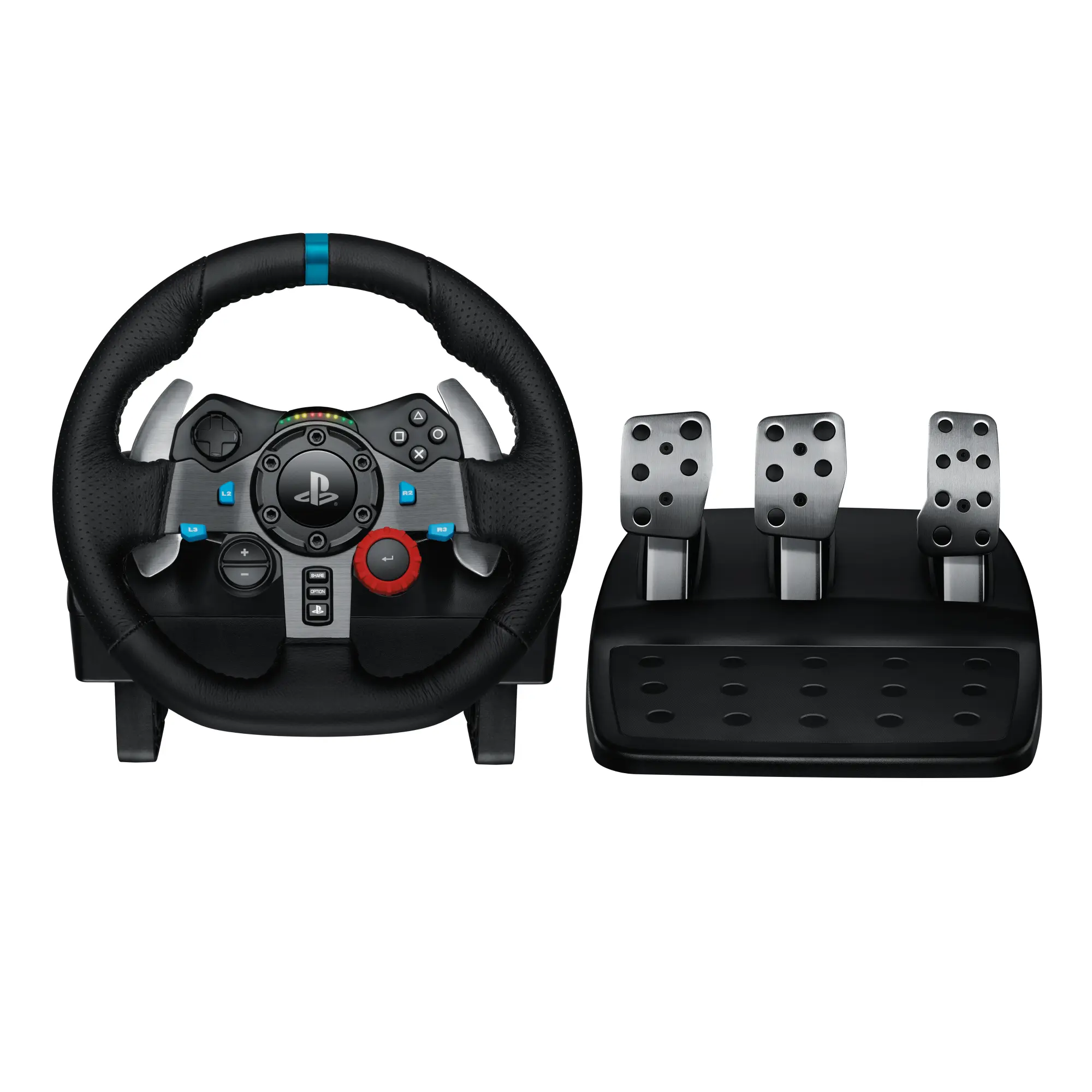 Logitech G29 Driving Force Game Racing Wheel and Floor Pedals - Real Force Feedback, Stainless Steel Paddle Shifters, Leather Grip Handle, USB-Connected for PS5, PS4, PC, Mac, Black Console Accessory