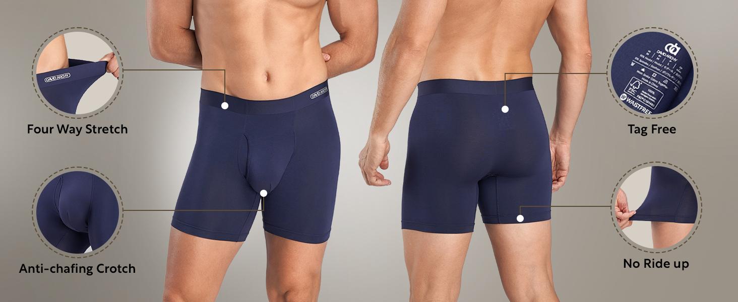DAVID ARCHY Waistfree Seamless Waistband Mens Underwear 4 Pack Silky Soft Second Skin Modal Boxer Briefs  Underwear for Men Gifts Micro Modal Fabric with Vertical Fly and 3D Pouch Design